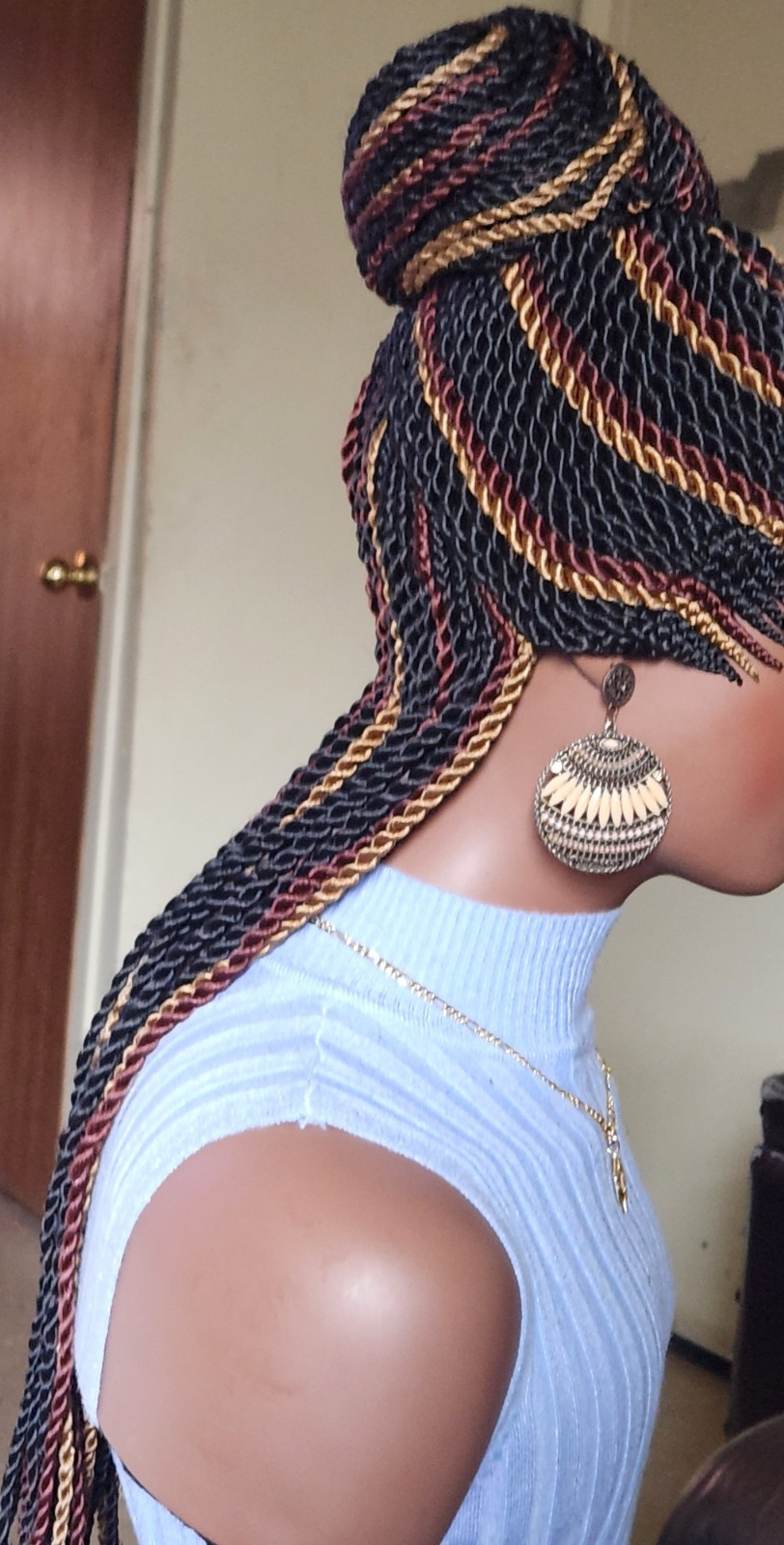 Fully hand braided senegale twist cornrows wig poney bout Multiple colors 2