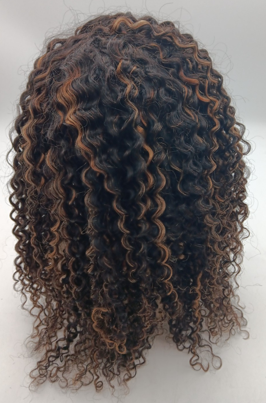 I SEE HAIR Brown Burmese Curly Half Wig InvisiFit Strap Flip Over Wig 20 in