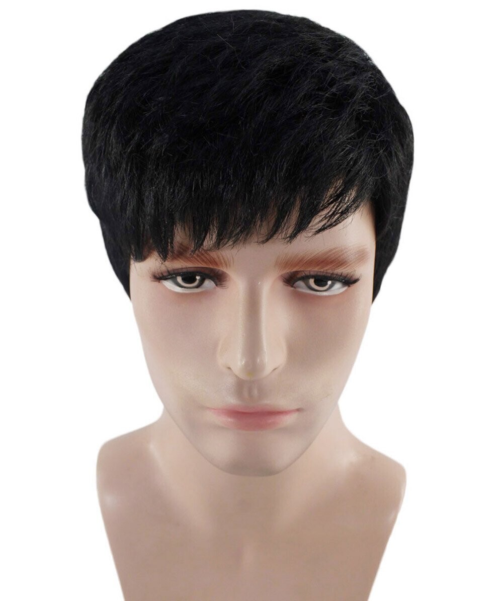 Adult Men’s Movie Wig, Black TV/Movie Wigs, Premium Breathable Capless Cap