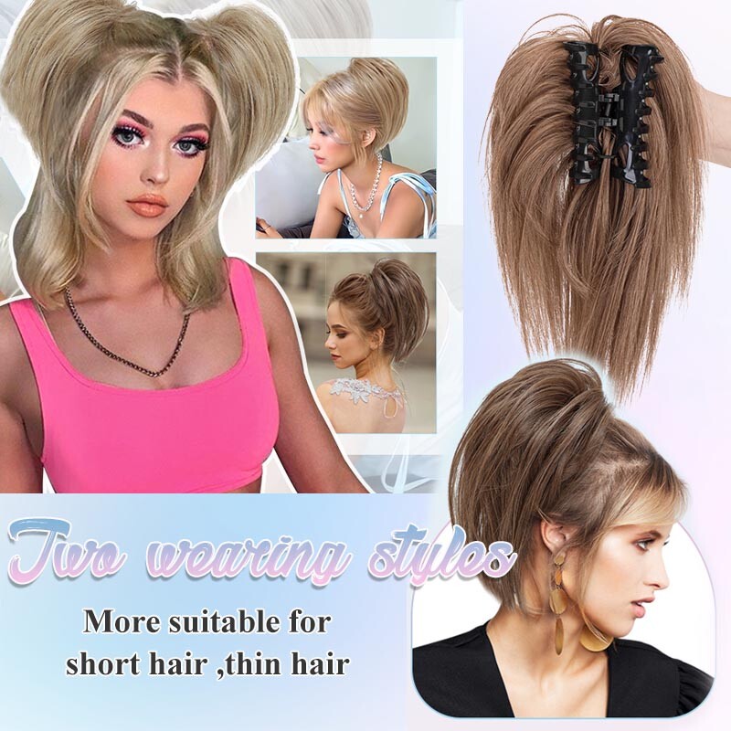 Natural Clip on in Messy Bun Hair Piece Extension Wedding Claw Clip Updo Hair US
