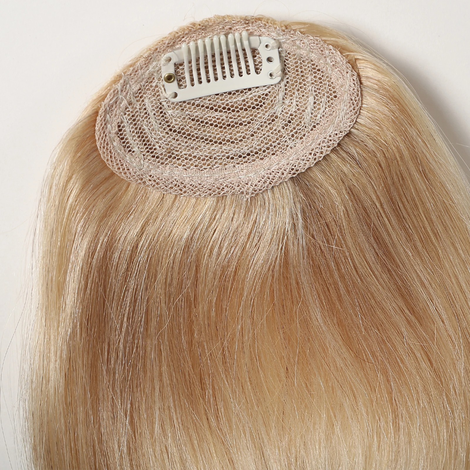 3 Inch Clip In Bangs 100% Human Hair Blonde French Fringe with Temples Thick