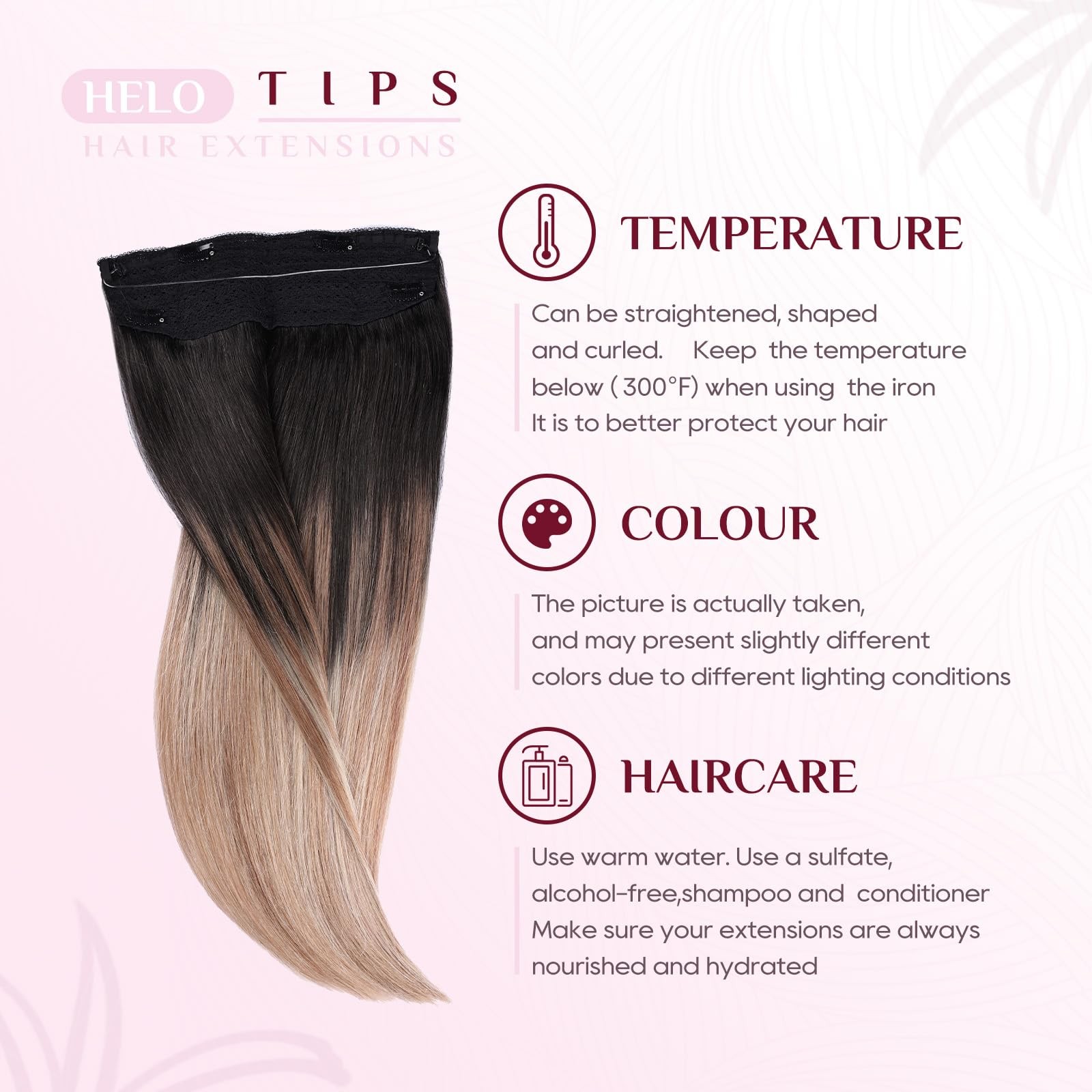 Halo Real Human Hair Extensions Invisible Transparent Wire Adjustable Secure