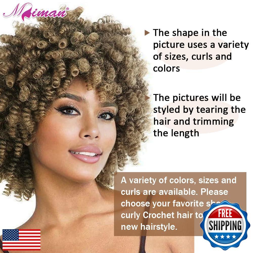 MIMAN 5 Packs 10 Inch Short Curly Crochet Hair for Black Women 6MM Crochet Br