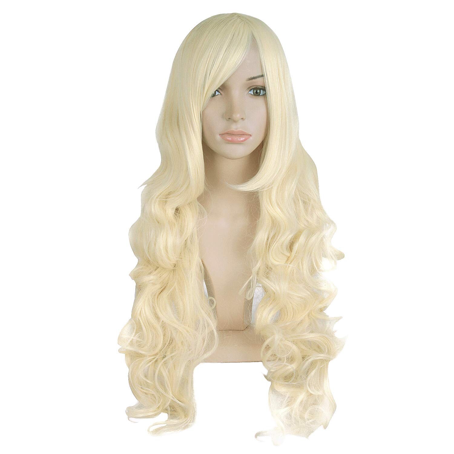32″ 80cm Long Hair Heat Resistance Spiral Curly Cosplay Wig Light-yellow