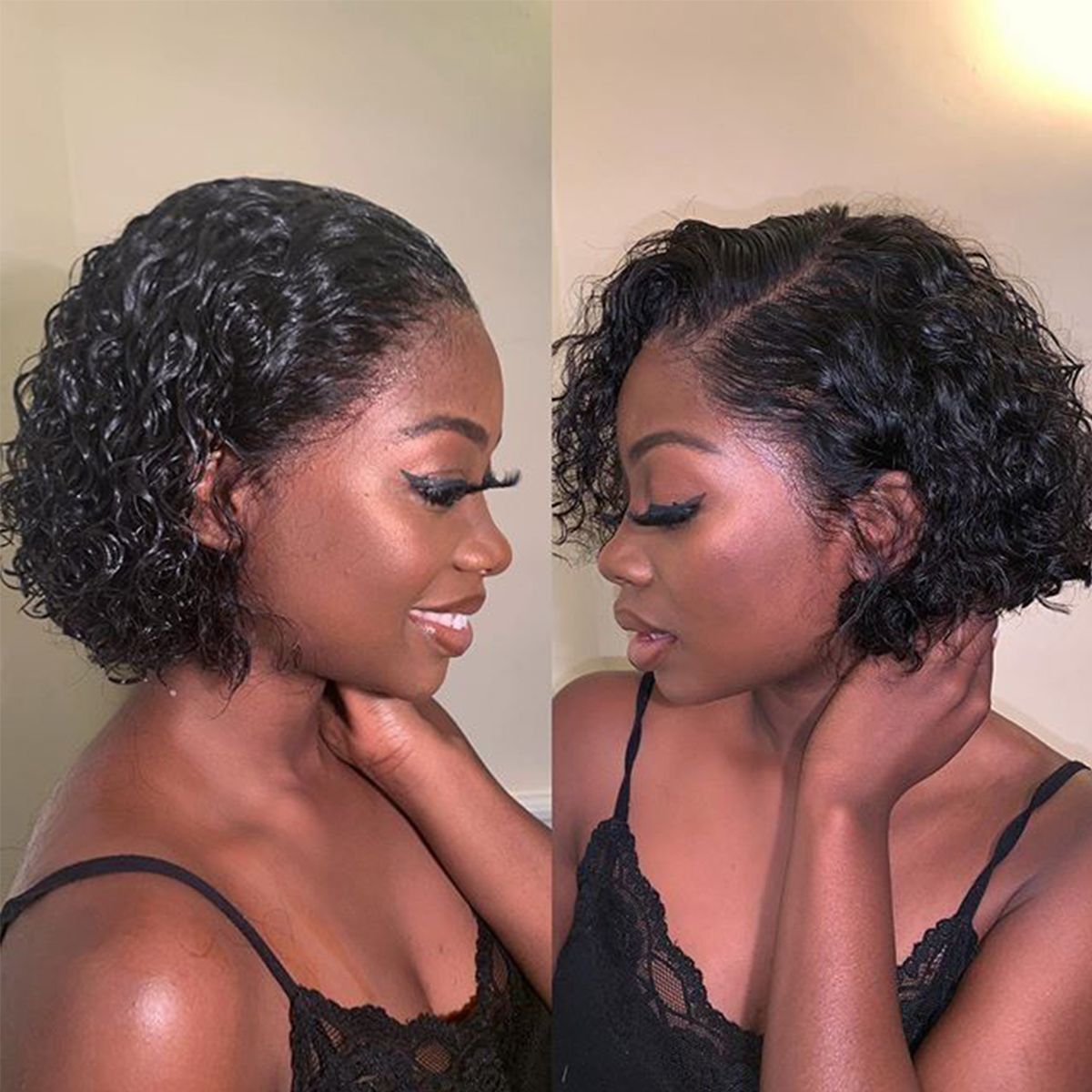 13×4 Brazilian Water Wave Bob Lace Front Wigs 100% Human Hair Wigs Pre Plucked 8