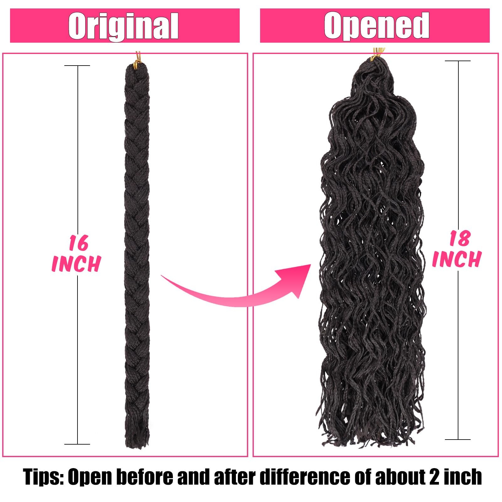 Ruiyok 18 Inch Micro Braids Crochet Hair 240 Strands Dark Brown Curly Zizi