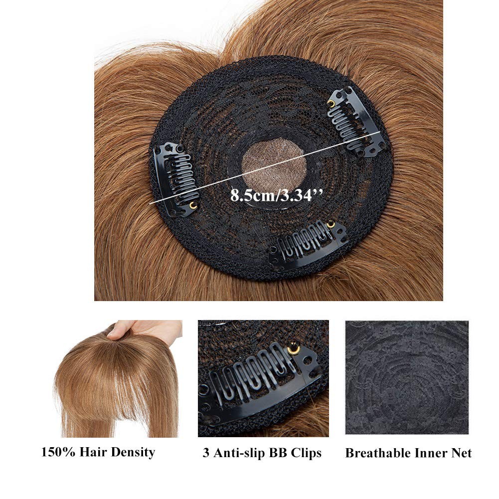 My-Lady Human Hair Topper Bangs For Women – 3.3X3.3 Silk Base 14 Inch Light
