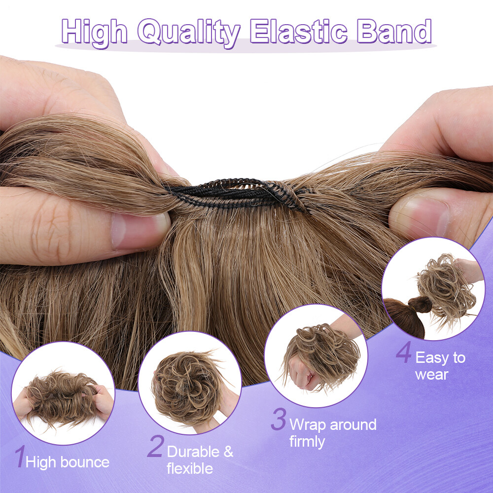 Natural Curly Messy Bun Hair Piece Scrunchie Updo Extensions Real as Human Thick