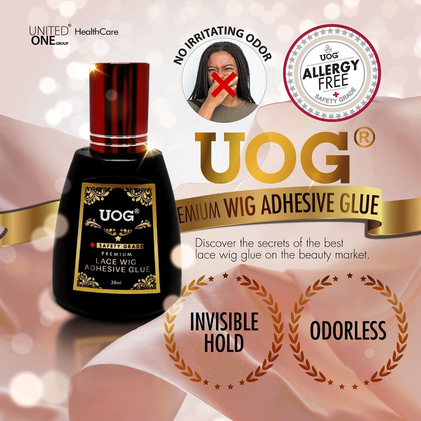 UOG Toupee Glue Adhesive. Hairpiece Glue Adhesive. Allergy-Free, 2 Layers Around