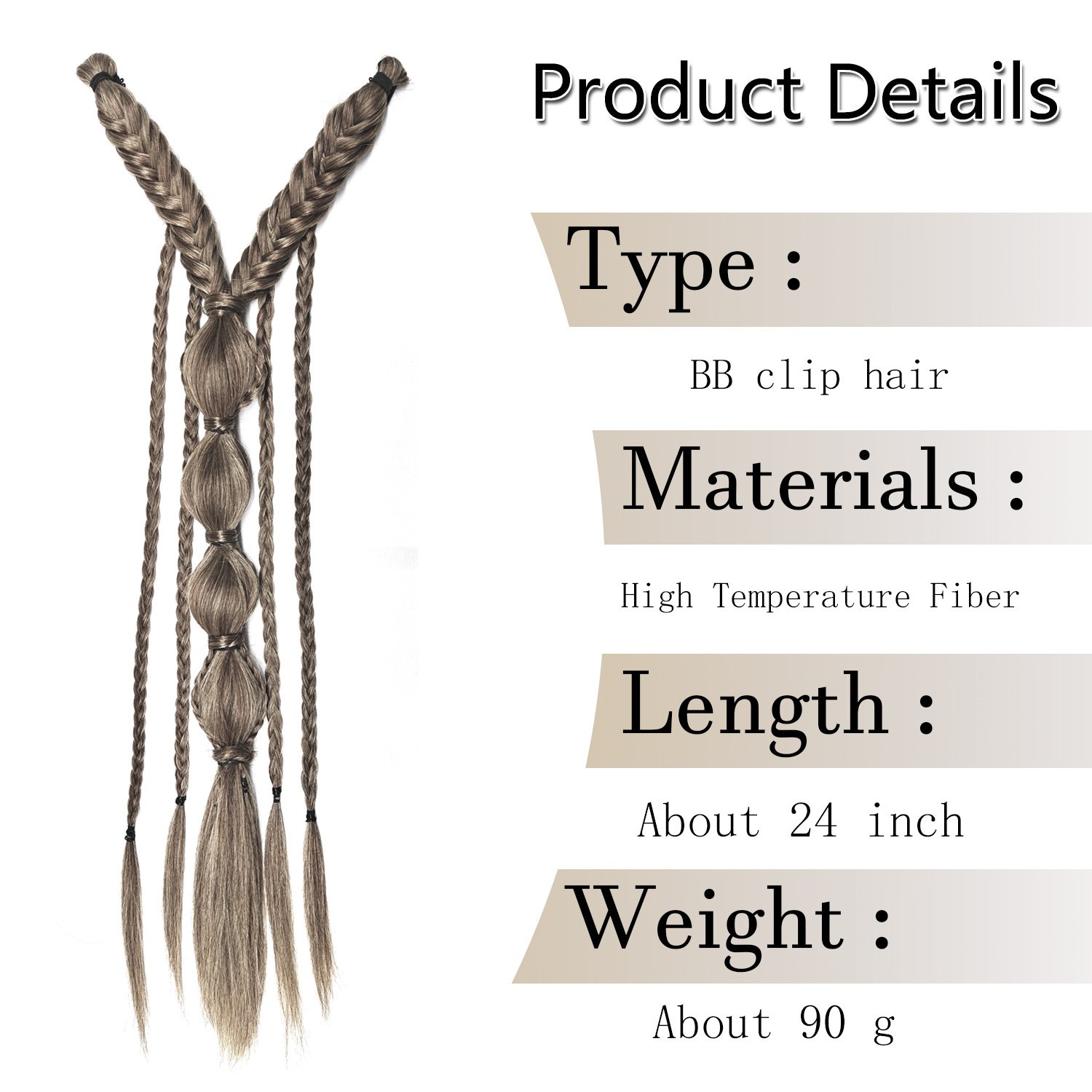 Clip in Braid Hair Extensions Boho Festival Princess Braid Hair Extension Weddin