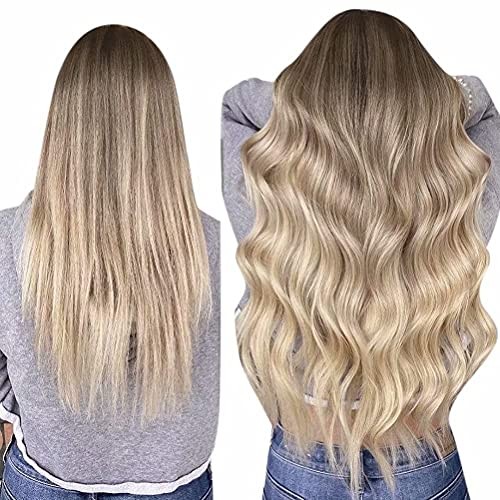 Clip in Hair Extensions Real Human Hair Ombre Brown to 18 Inch #8/18/60-5pcs