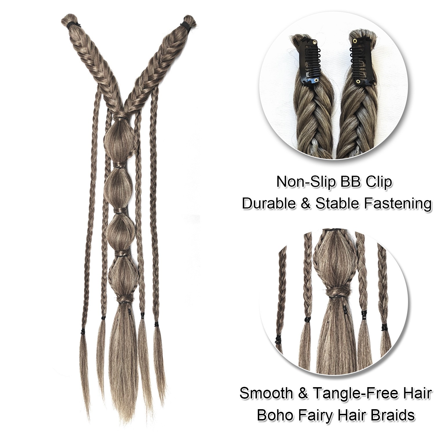 Clip in Braid Hair Extensions Boho Festival Princess Braid Hair Extension Weddin