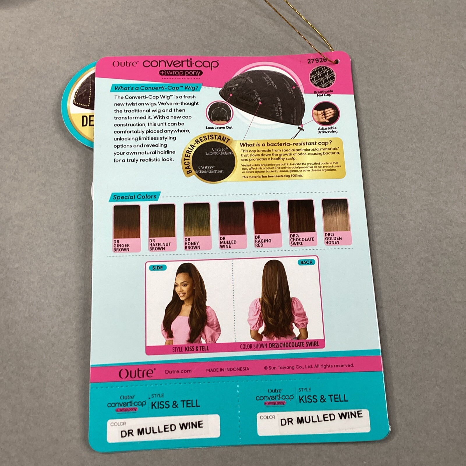 Converti-Cap + Wrap Pony Kiss & Tell #DR Mulled Wine Black Premium Synthetic Wig