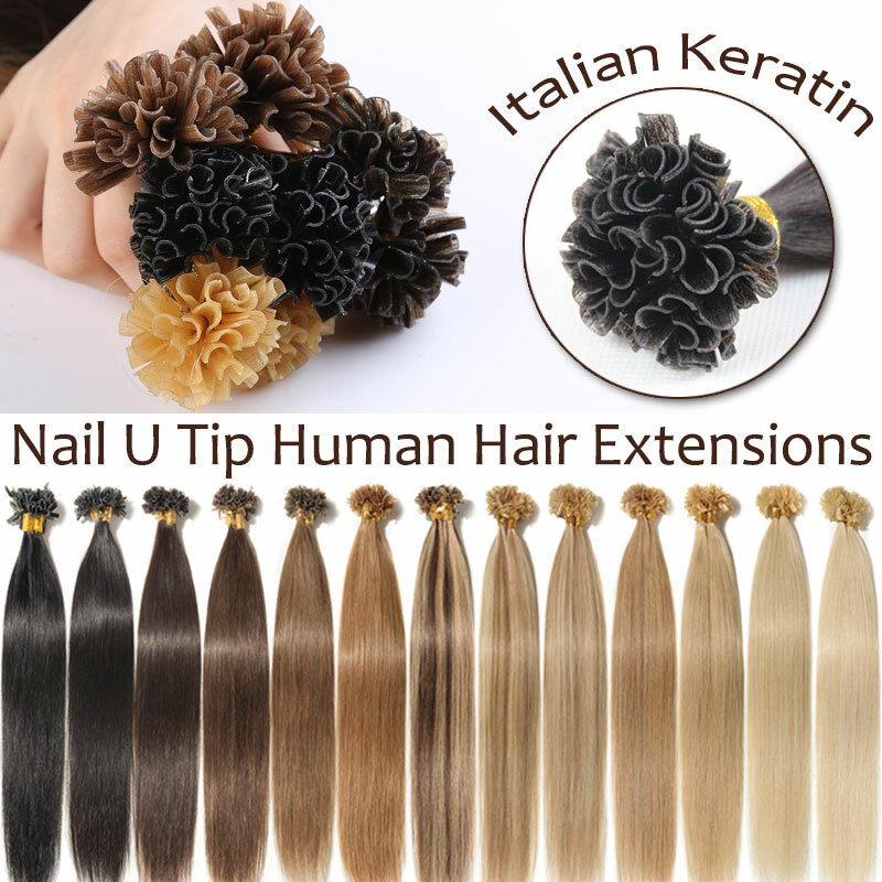 Nail U Tip Pre Bonded Real Remy Human Hair Extension Keratin Glue 150G Full Head