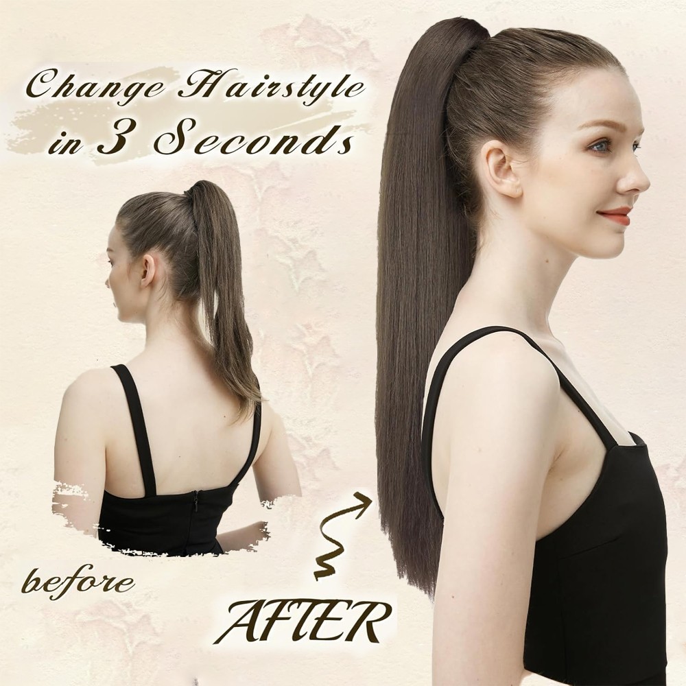 Claw Clip Hair Extensions Ponytail Long Wavy Natural Looking Synthetic Hairpiece