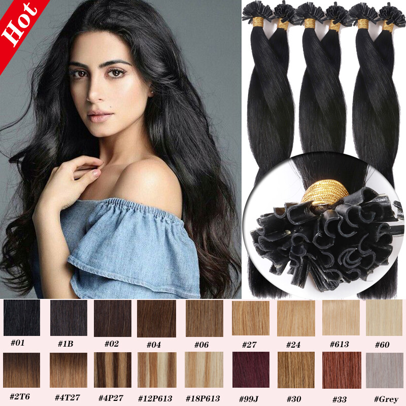 Invisible AAAA+ Pre Bonded Nail U Tip Remy Keratin Human Hair Extensions US 100g