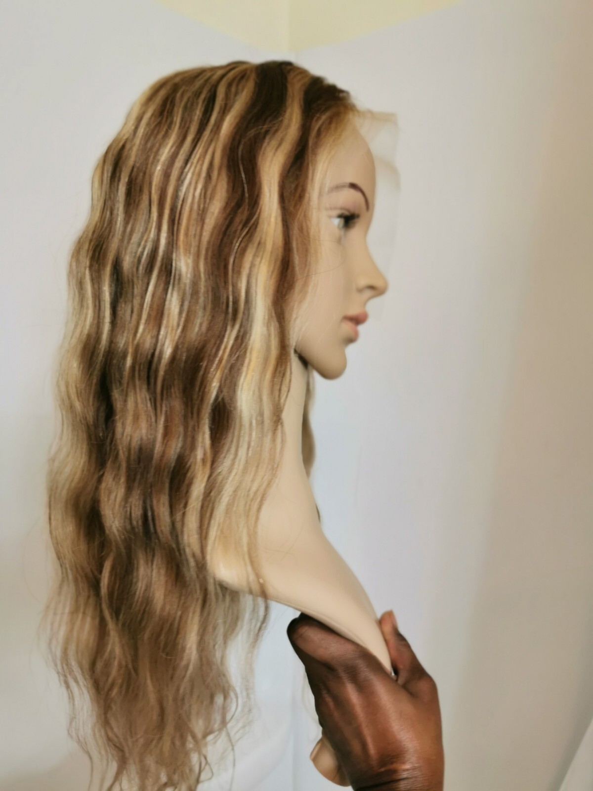 24” High Quality Hightlight Blonde Brown Human Hair 6X13 Front Lace Wig