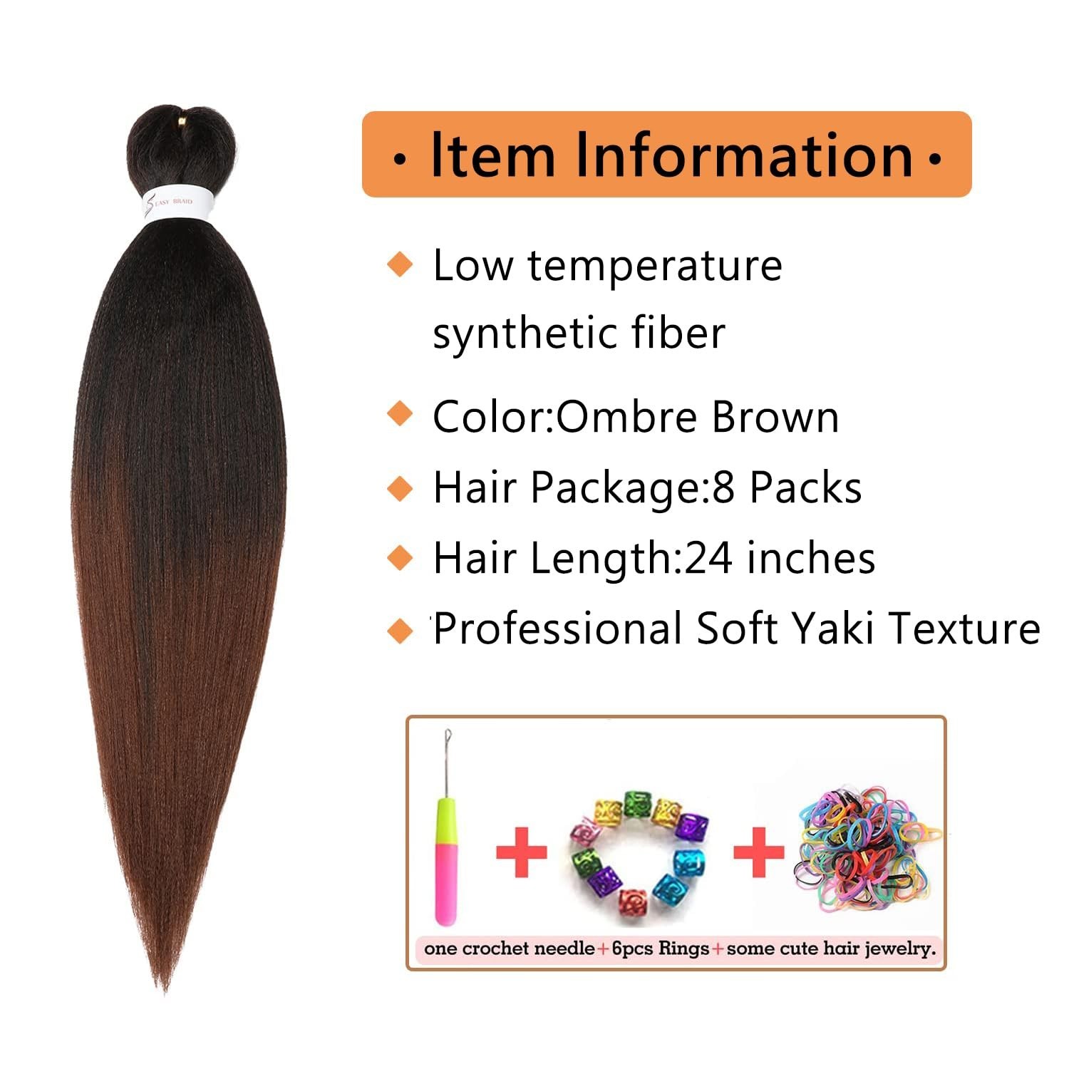 Hot Water Setting Braiding Hair 24in 8 Packs Yaki Texture