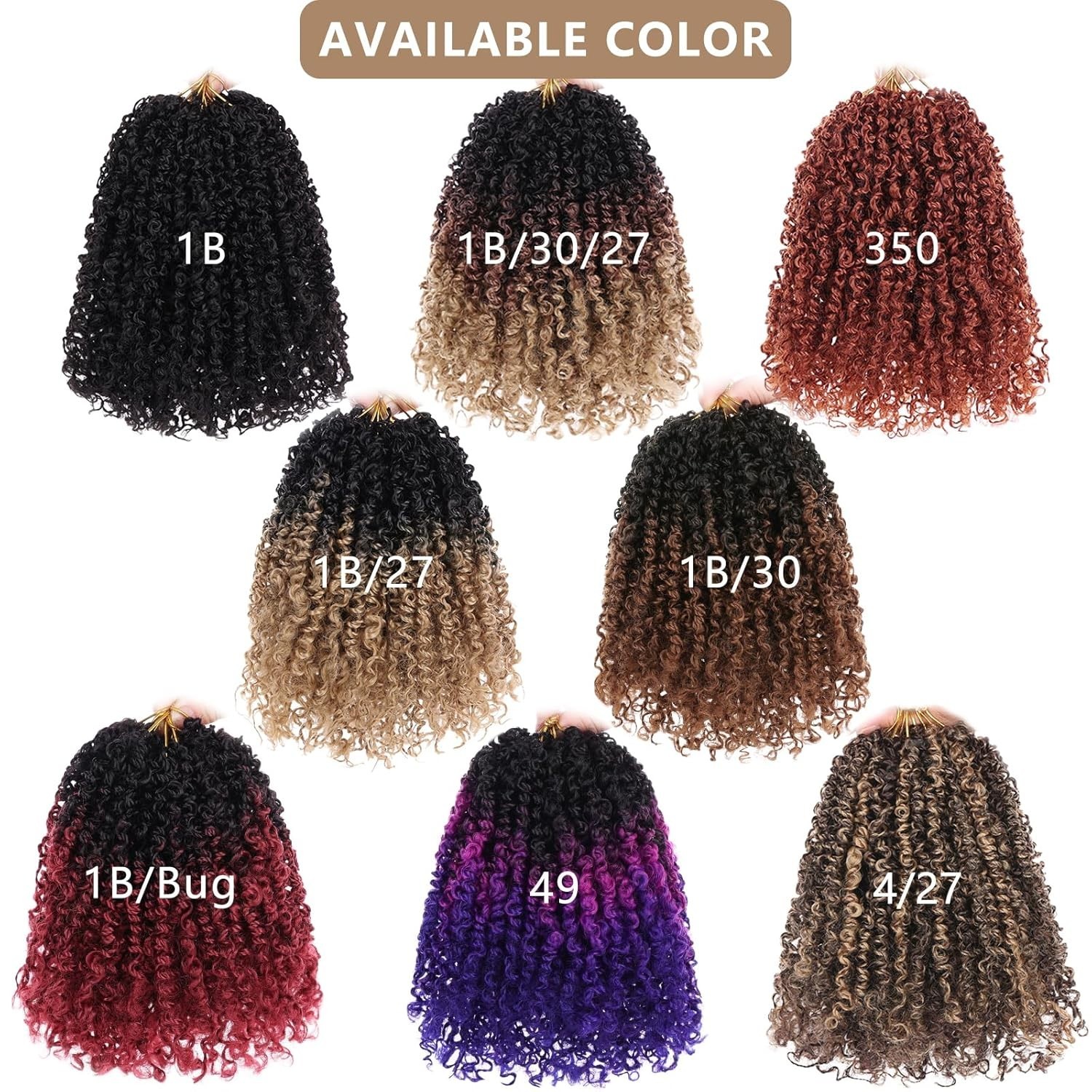 2 Packs 8 Inch Pre Looped Yanky Twist Crochet Hair Natural Black Curly Ends