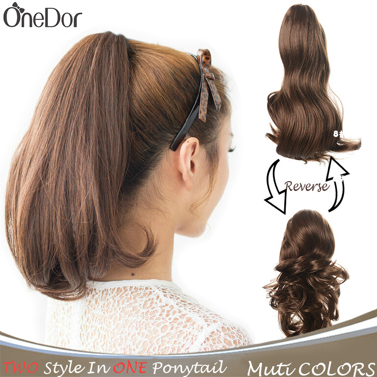 Onedor 15″ Synthetic Fiber Curly Ponytail Hair Extension with Clip-in Jaw Clips