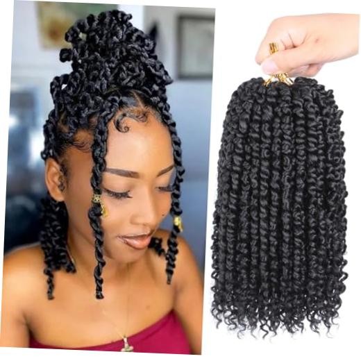 8 Packs Passion Twist Crochet Hair 10 Inch Pre Twisted 10 Inch (Pack of 8) 1B#