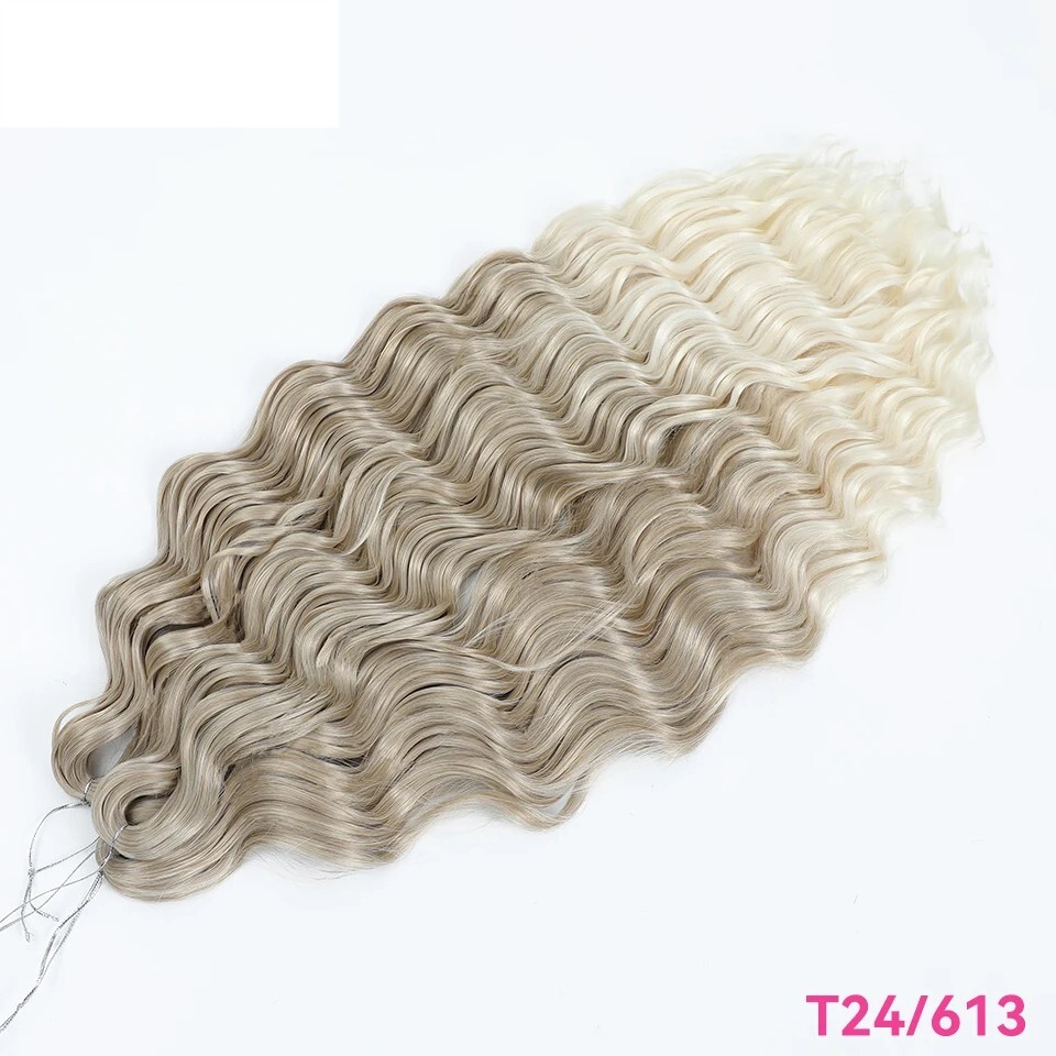 24″ Loose Deep Wave Afro Curls Water Wave Crochet Braids Curly Hair Extensions