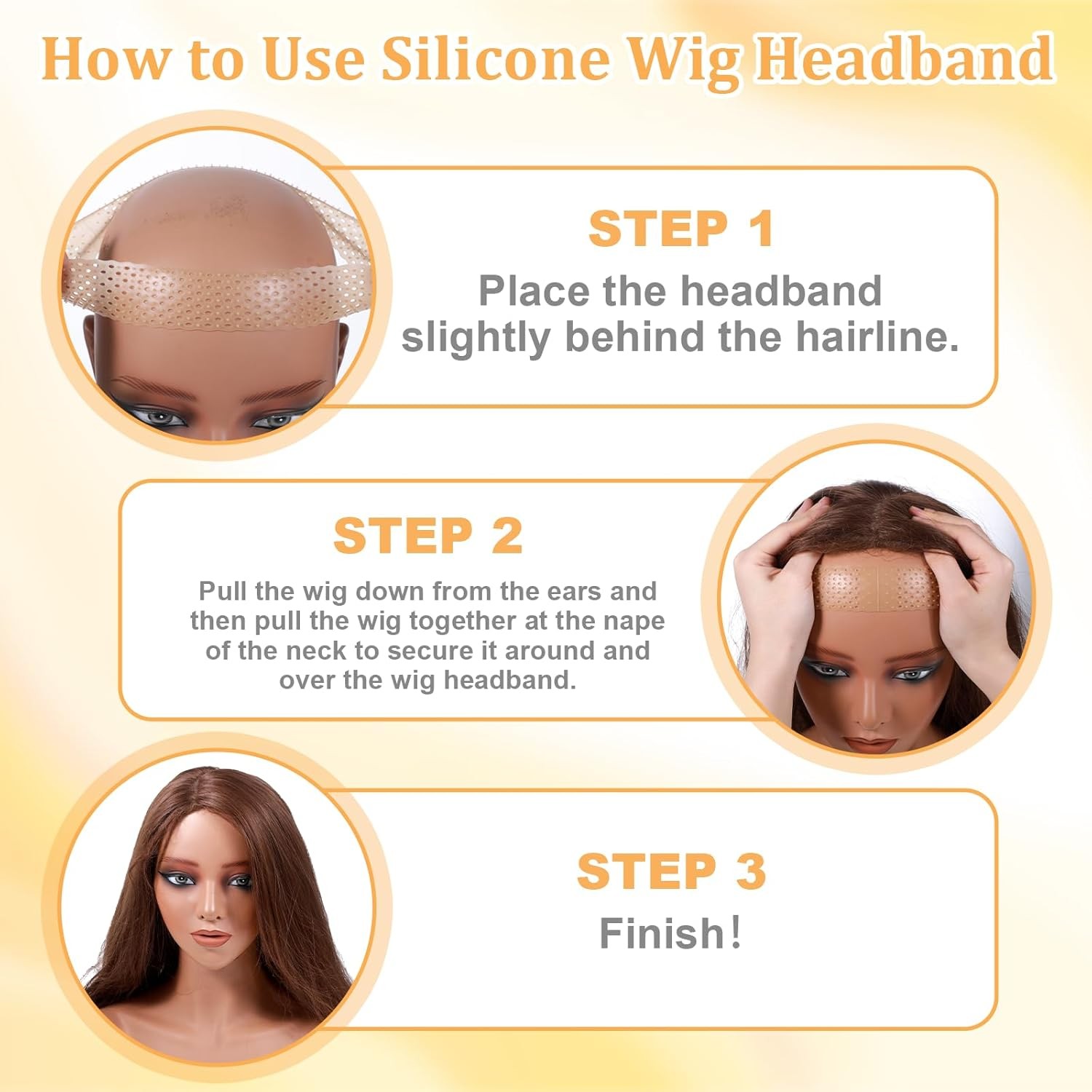 Adjustable Silicone Wig Headband Grip, 2 PCS Wig Grip Band Adjustable Elastic…
