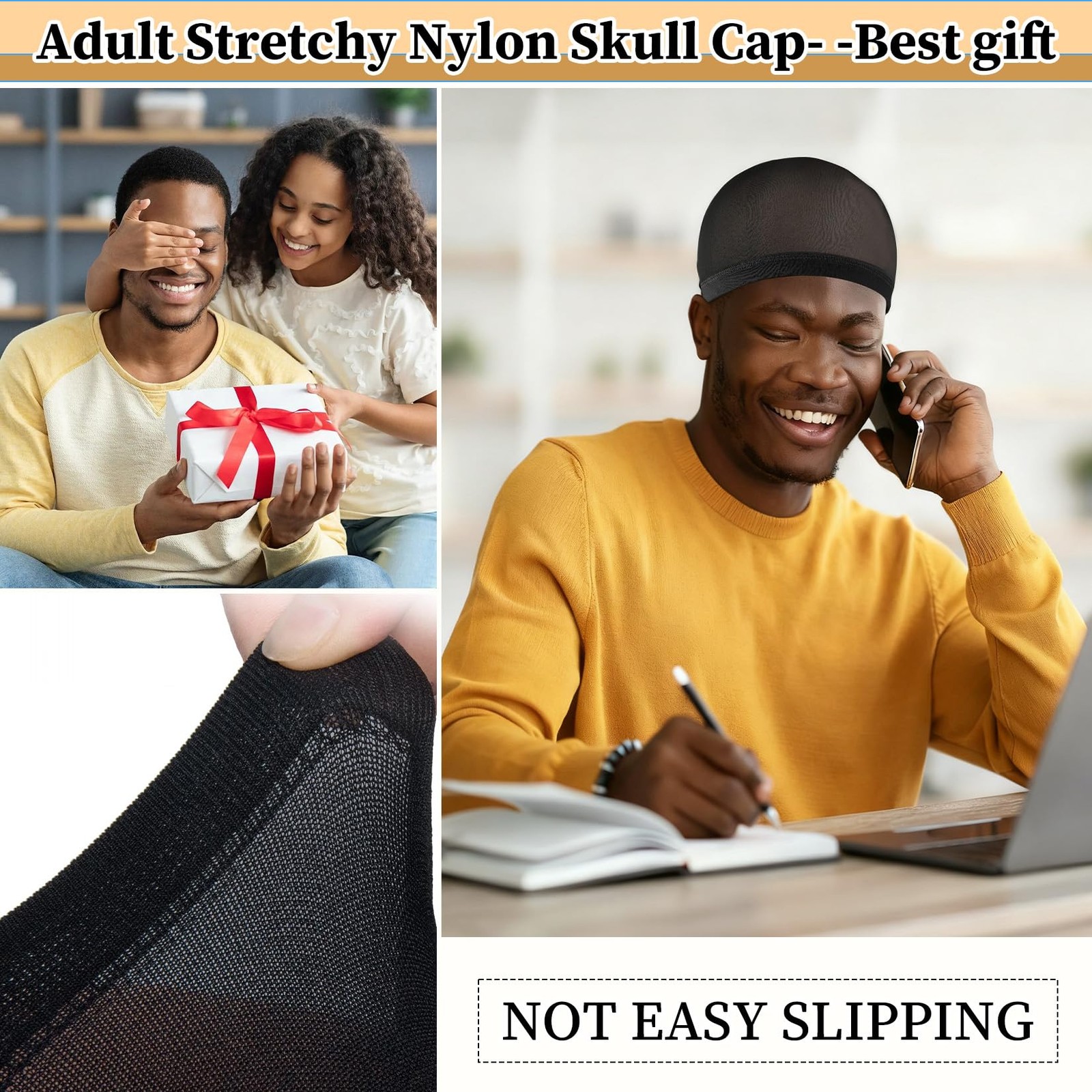 20-Pack Wave Caps for Men – Stretchy Nylon Skull Cap, Wide Elastic Band Anti-…