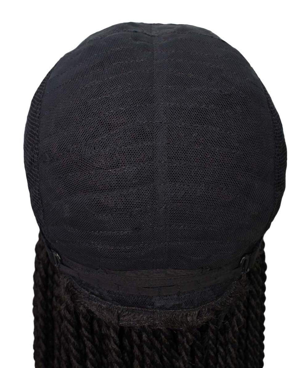 LUXLUXE Nikkita Straight 25″ Long 4X4 Hand-Tied Lace Braided Wig, Natural Black