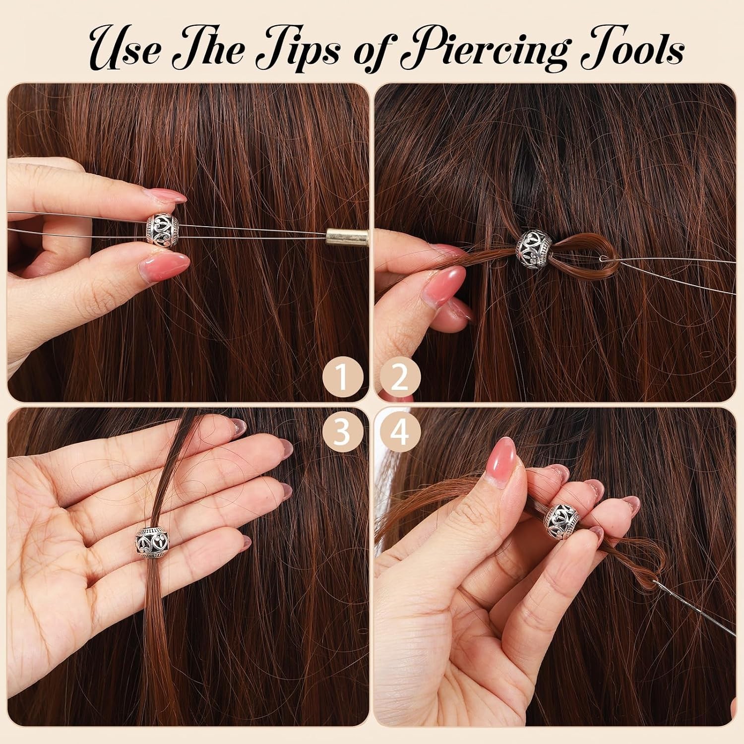 3 pcs Hair Extension Tools Kit, Microlinks Beads Tools Pliers Loop Needle