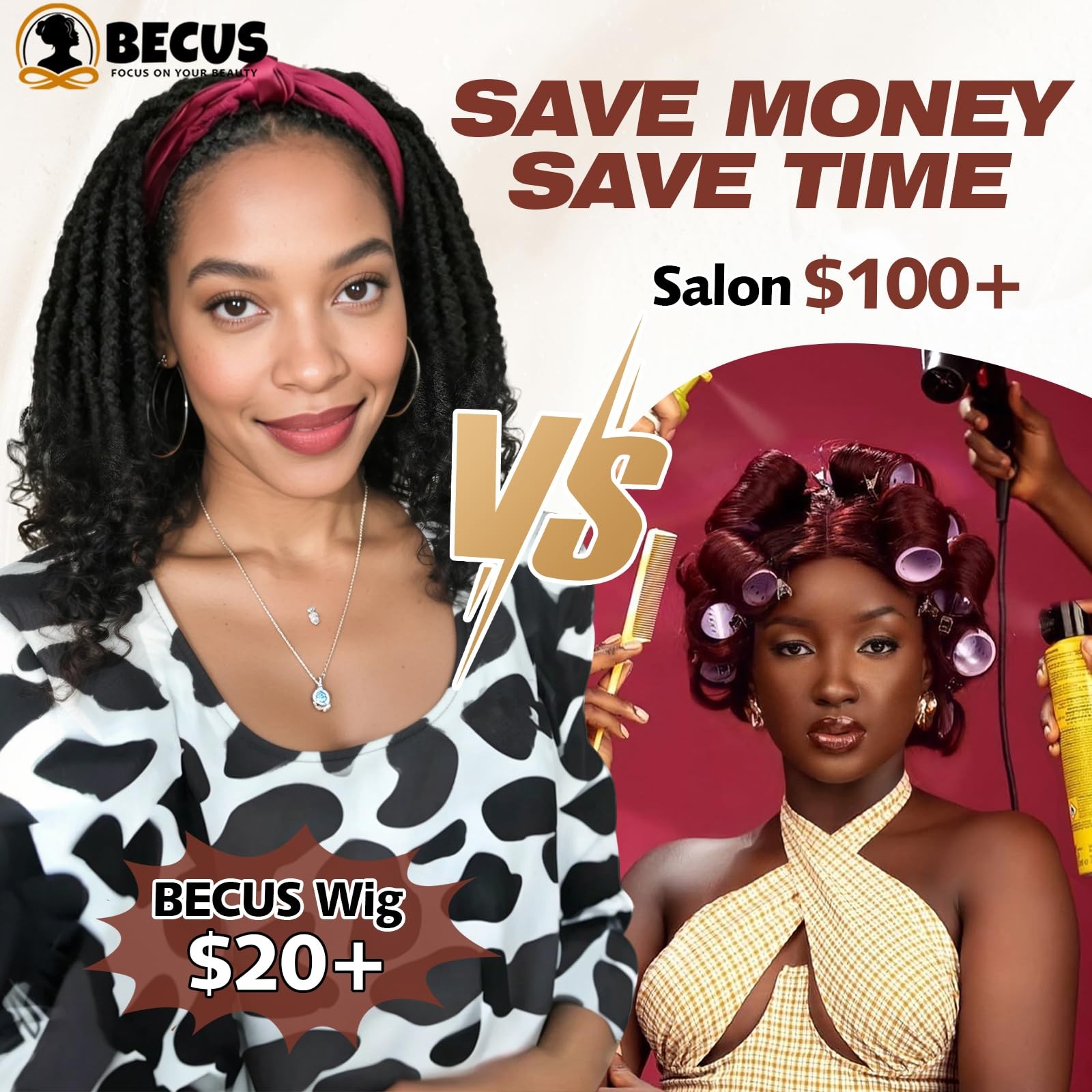 Becus 14 Dreadlock Headband Wig For Black Women Glueless Curly Braided Half Wig