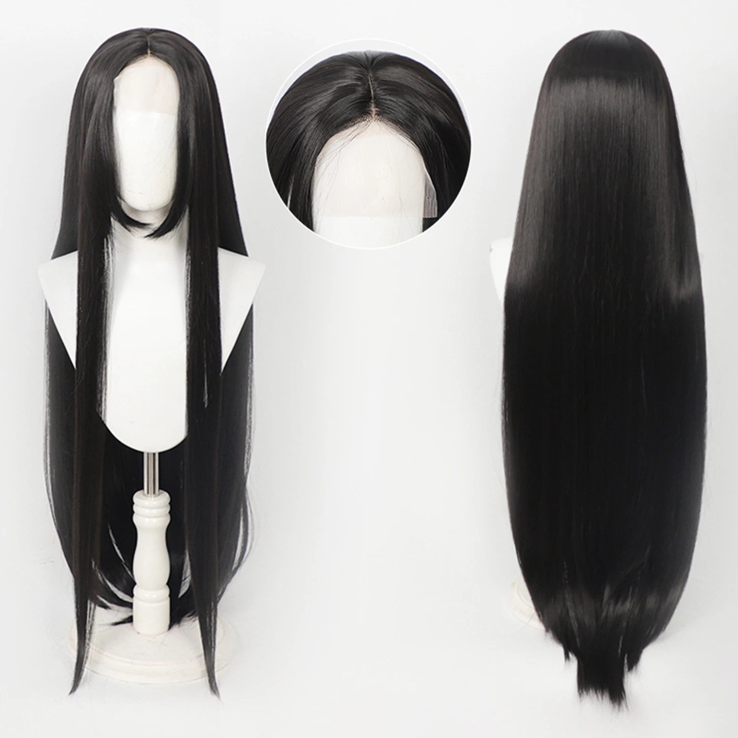 100Cm Long Straight Universal Hand Hooked Lace Front Wig Synthetic Hair Wig for