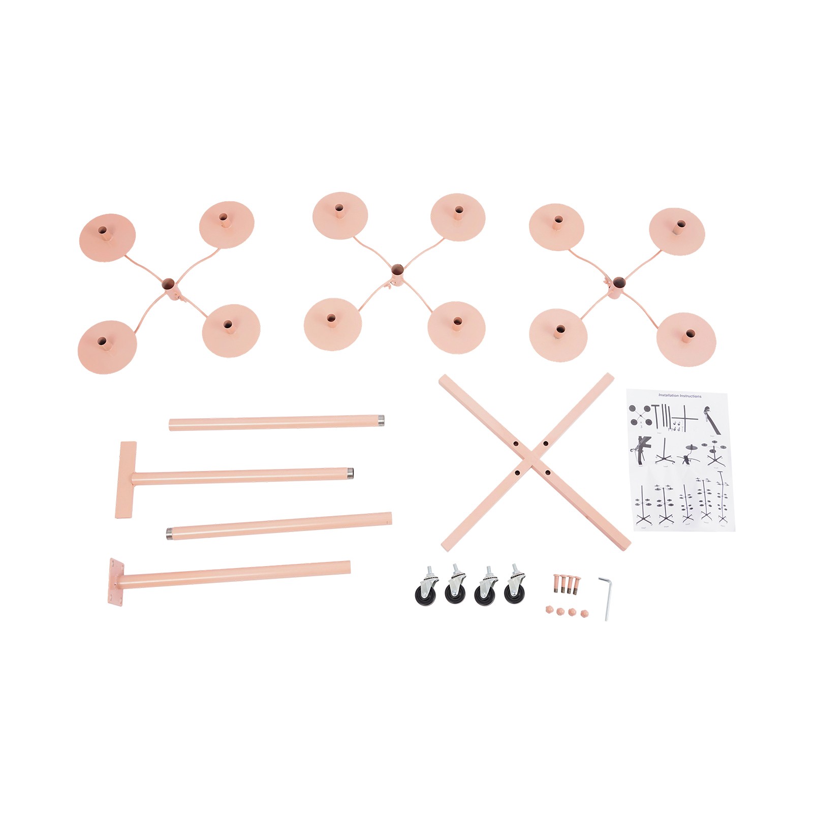 Pink 12-Head Heavy Duty Wig Stand Organizer | Metal Tripod Rack | Salon Display