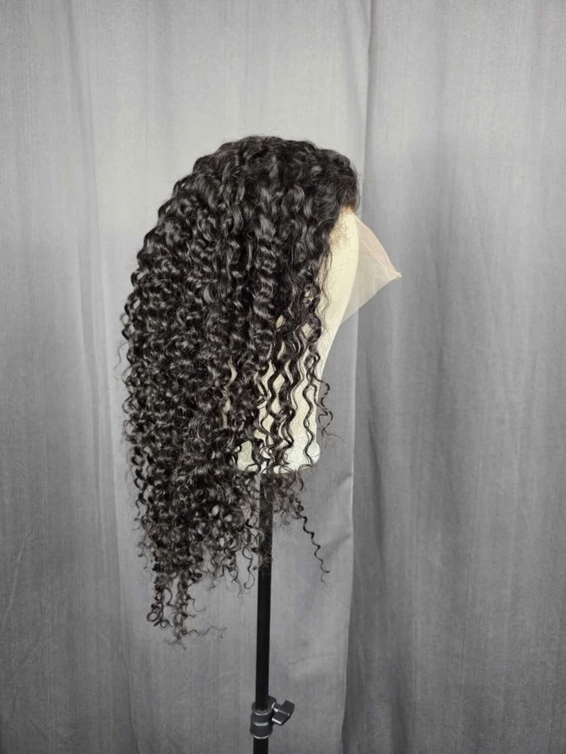24 inch 13×6 lace front Deep curl preplucked hairline Natural black Human Hair