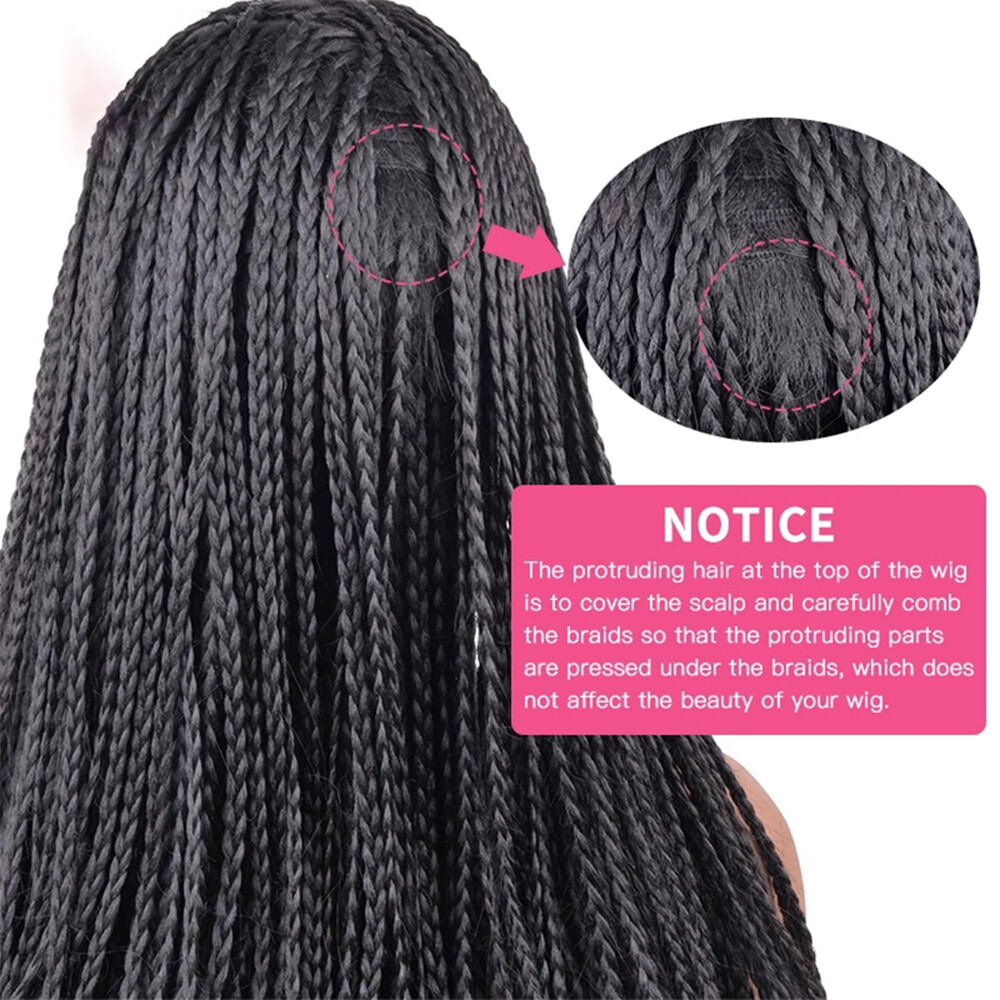 26″ Long Box Braids Wig for Black Women Synthetic Full Braiding Wigs Middle Part