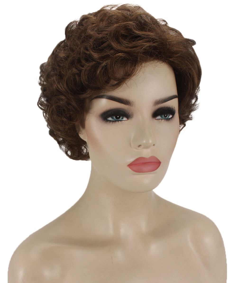 Monroe – Curly Kanekalon Synthetic Fiber Full Wig, 4 – 4.5 in, Light Brown