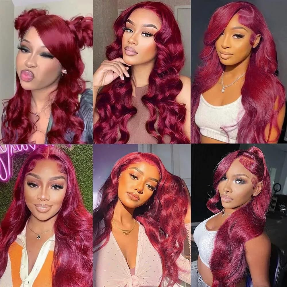 8 10 12 Inch #99J Burgundy Body Wave Human Hair 3 Bundles 100g/Bundle