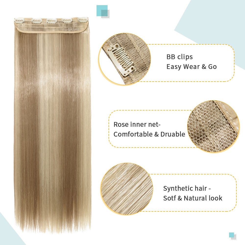 One Piece THICK 100% Real Natural Clip in Hair Extensions 3/4 Full Head as human