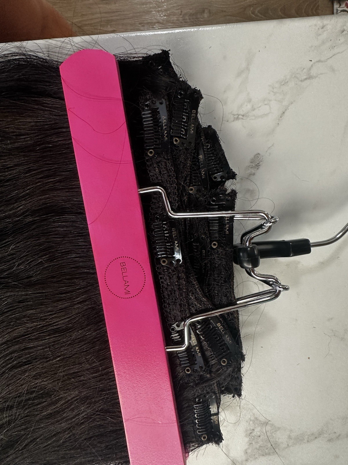 BELLAMI LACE WEFT CLIP-IN BLACK DARK BROWN/VIOLET PURPLE OMBRE 22 INCH 220 GRAMS