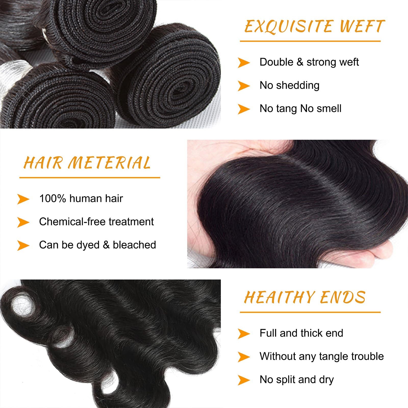 Brbeawor 14A Brazilian Body Wave Bundles Human Hair 22 24 26 Inch 100 Real Raw