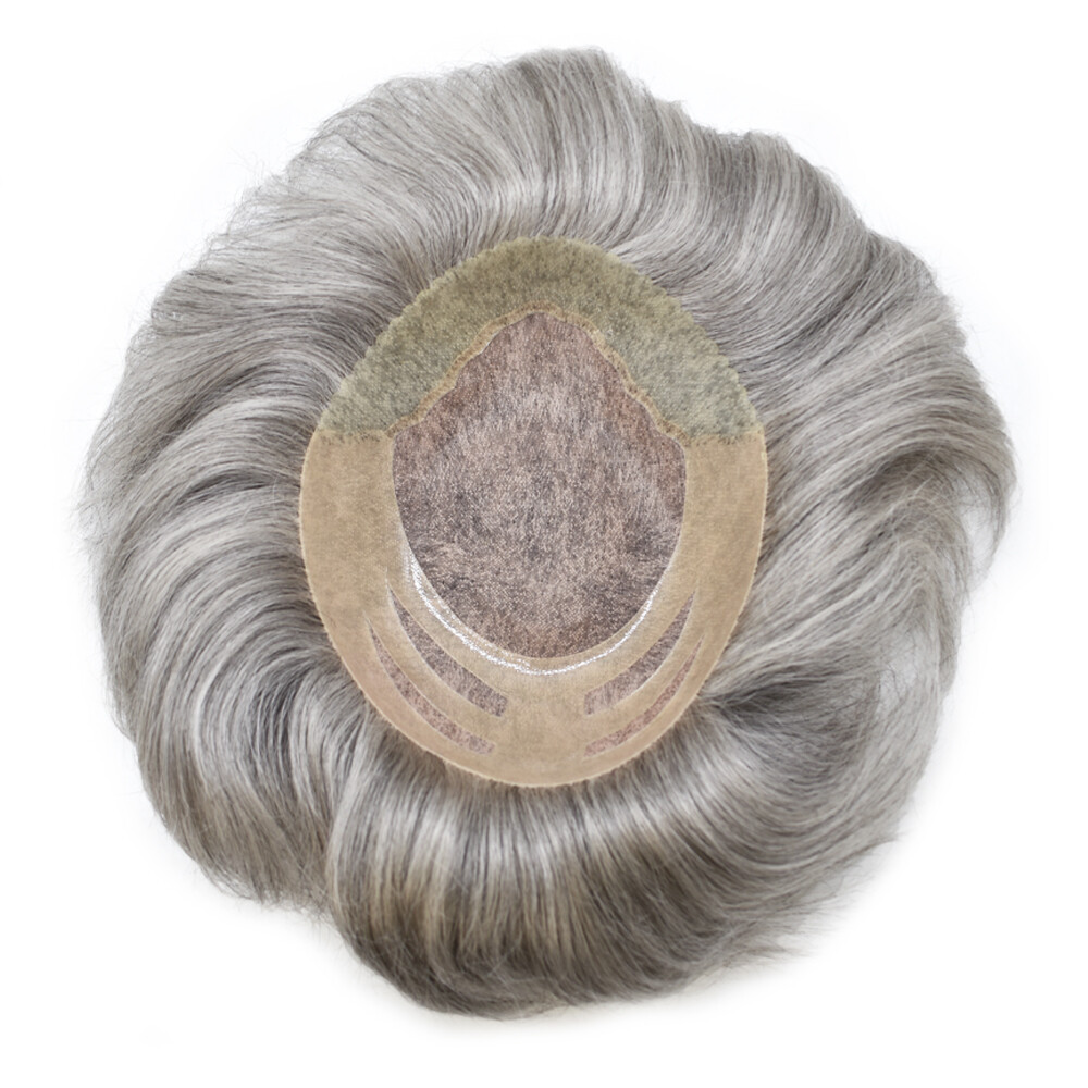 Toupee for Men Hairpiece Fine Mono Hair System Replacement Poly Skin Mens Wigs