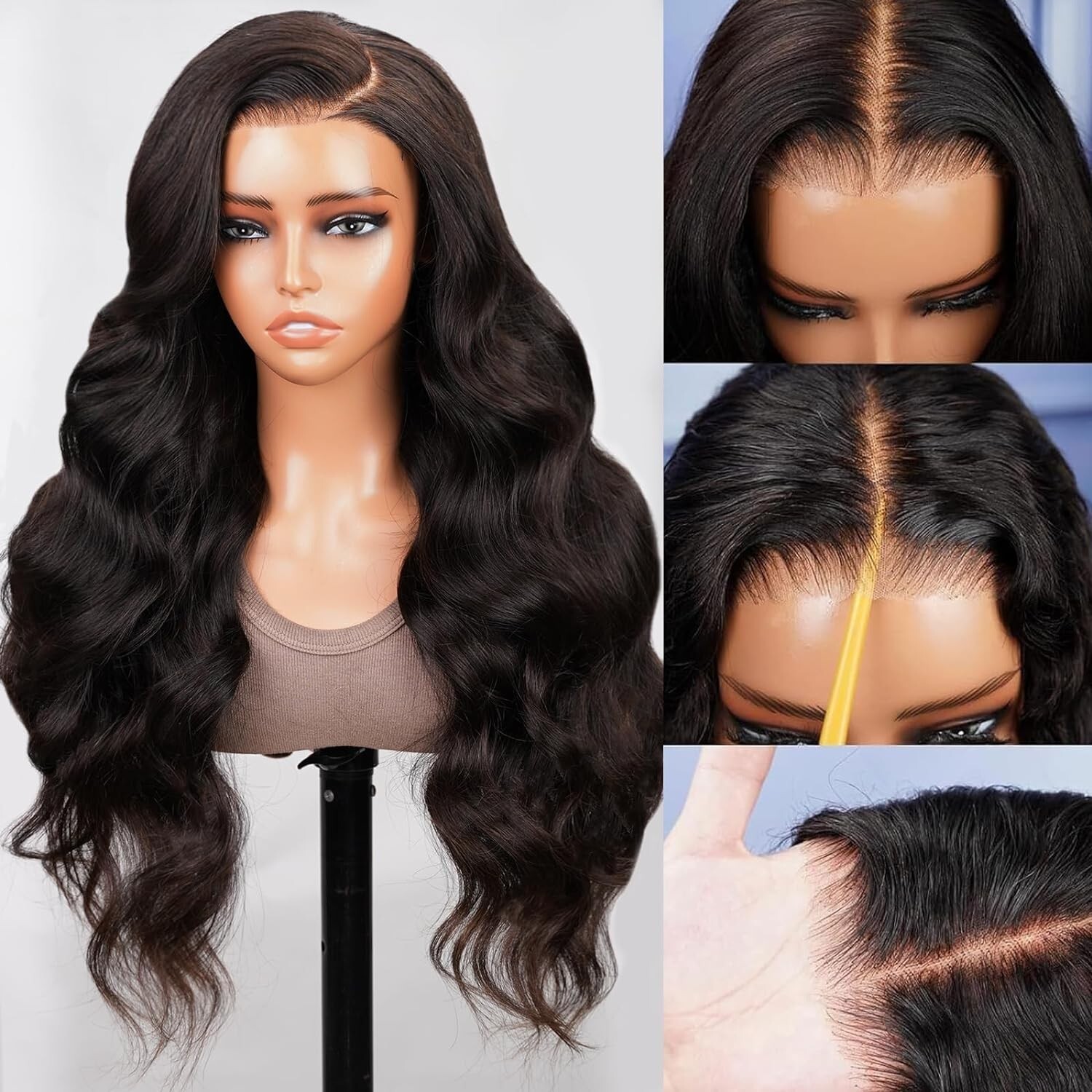 Heat Resistant Lace Front Wigs Long Black Loose Wavy Synthetic Wig Human Hair