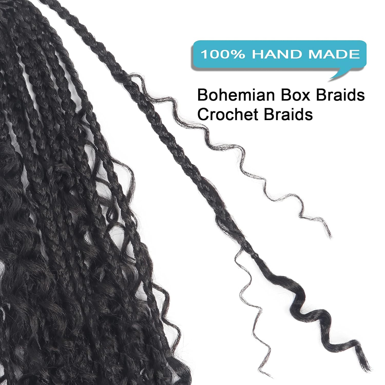 Goddess Bohemian Box Braids Crochet Hair – 14 Inch Curly Ends, 8 Packs Synthetic