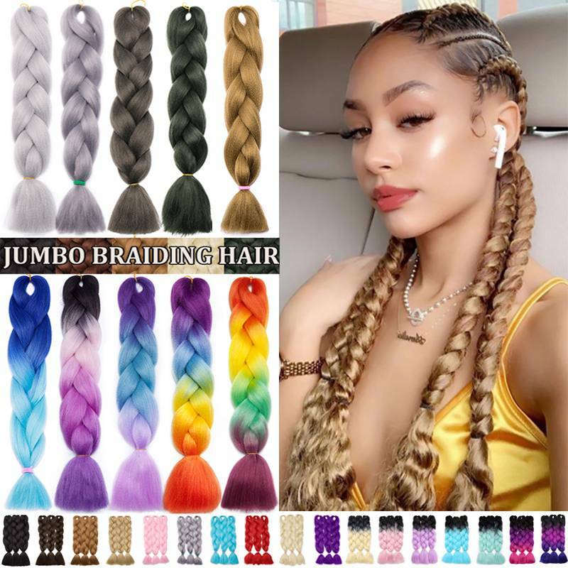 24″ Christmas Jumbo Braiding Hair Extensions Ombre Rainbow Twist Braids as Human