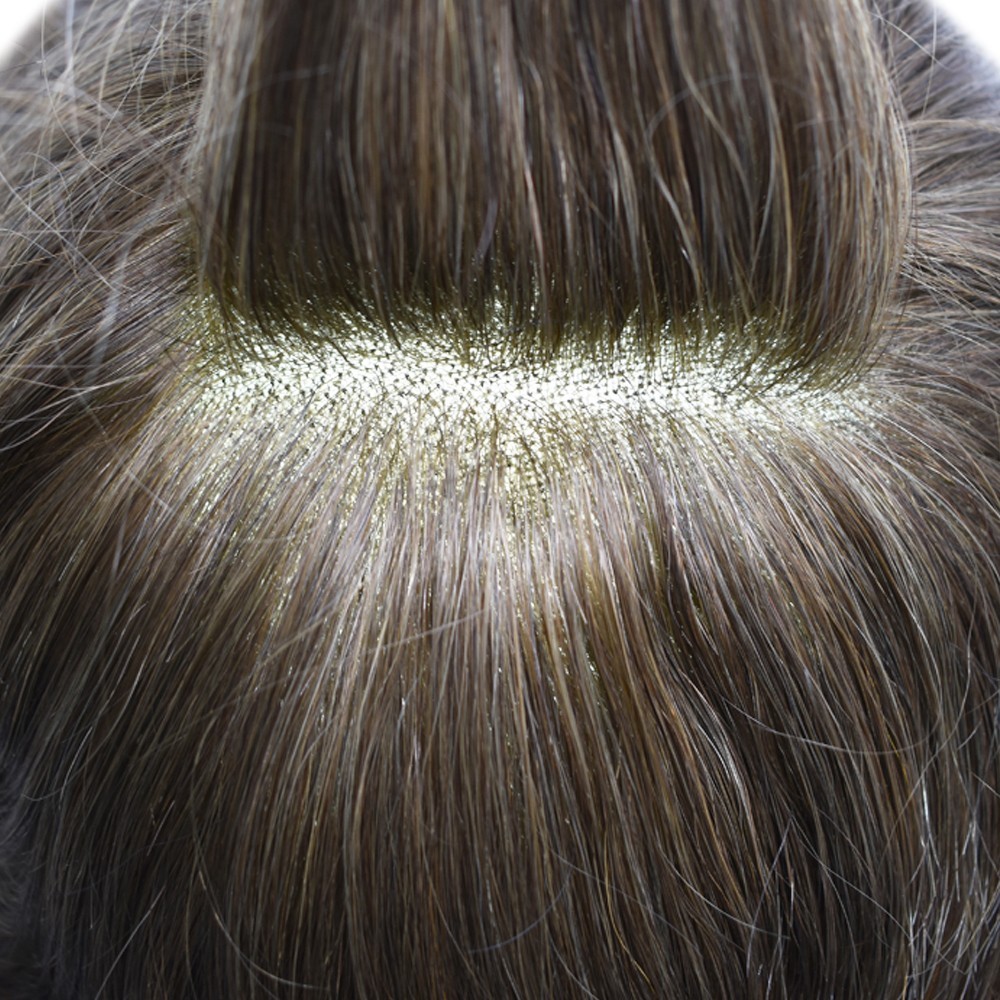 Mens Toupee Hairpiece French Lace Hair Unit Replacement Poly Skin NPU Around Wig