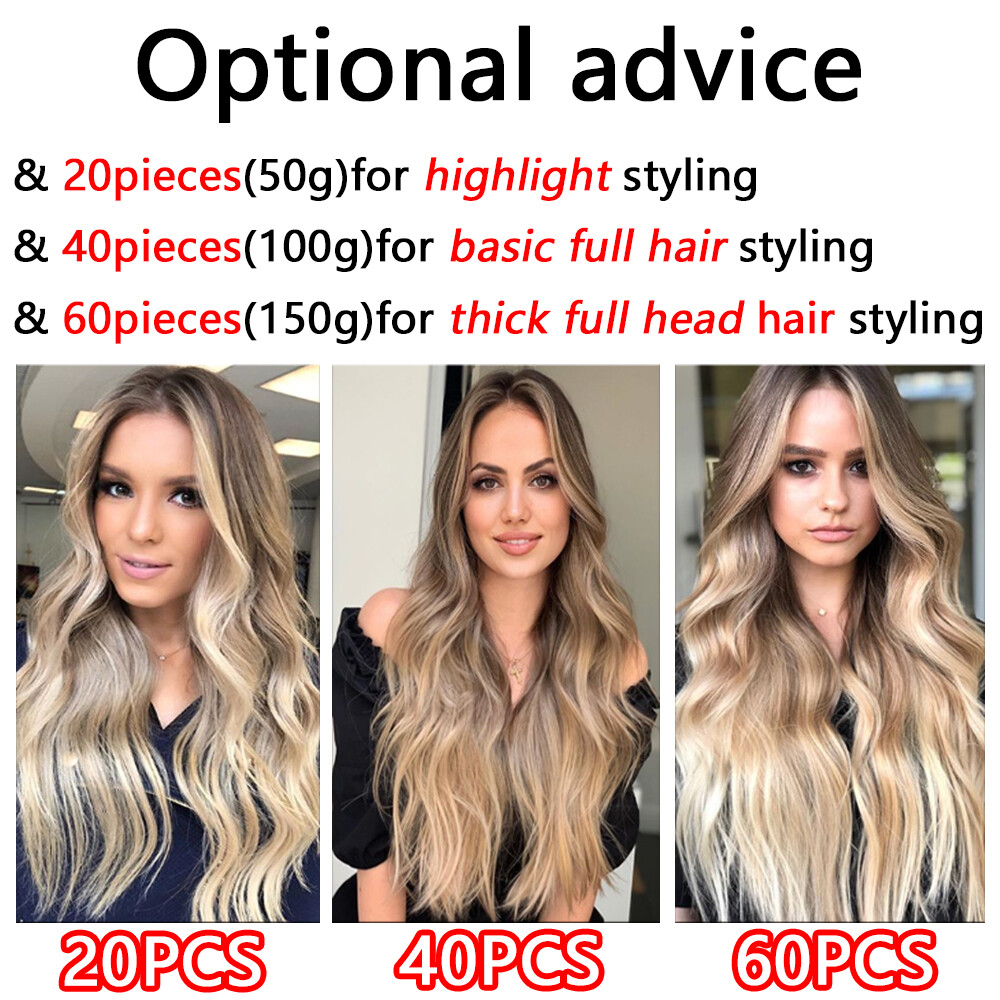 60PCS THICK Russian Tape In Remy Human Hair Extensions Skin Weft Full Head Ombre