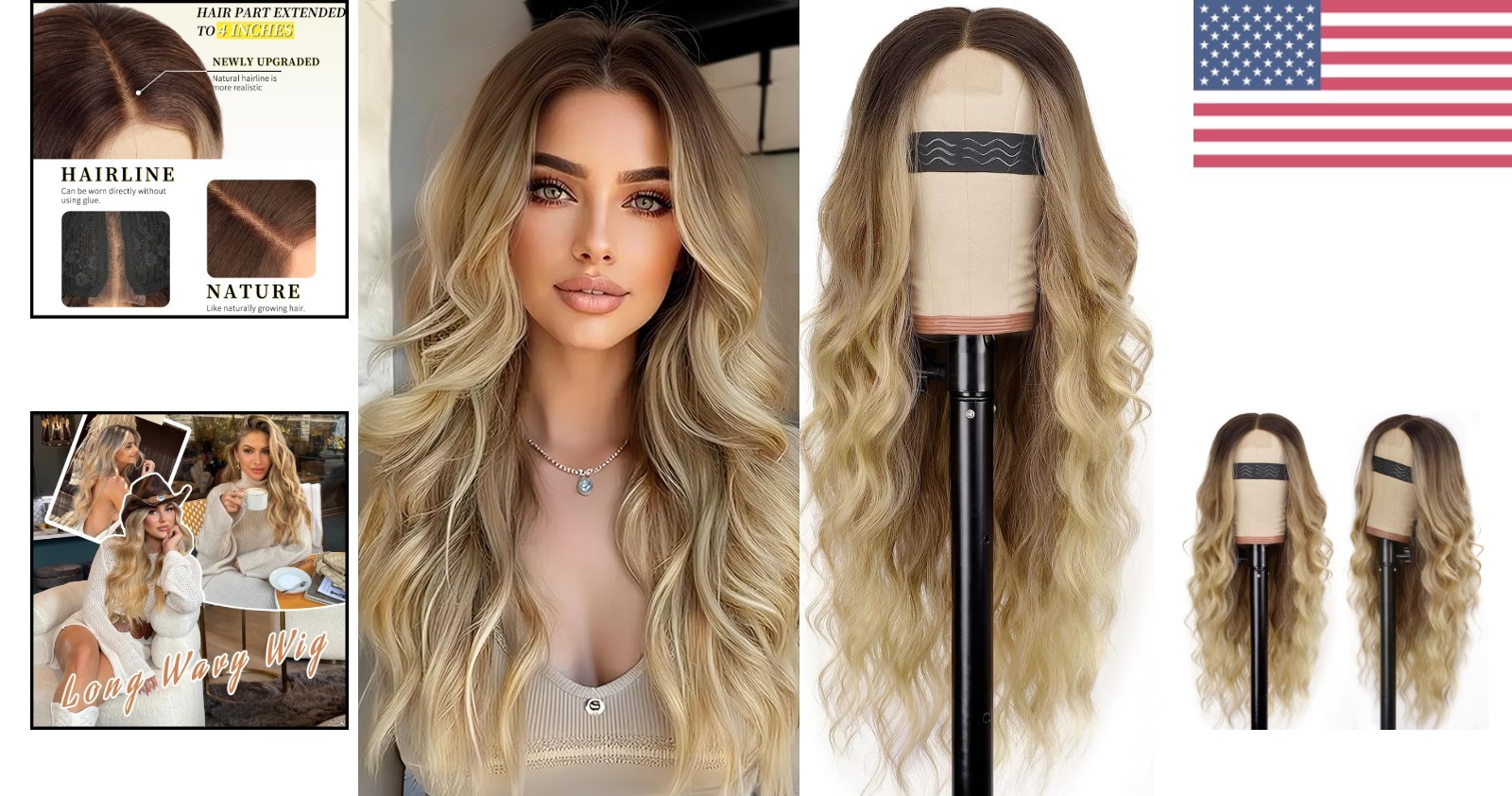 26-Inch Ombre Blonde Wavy Wig – Glueless Lace Hairline for Effortless Elegance