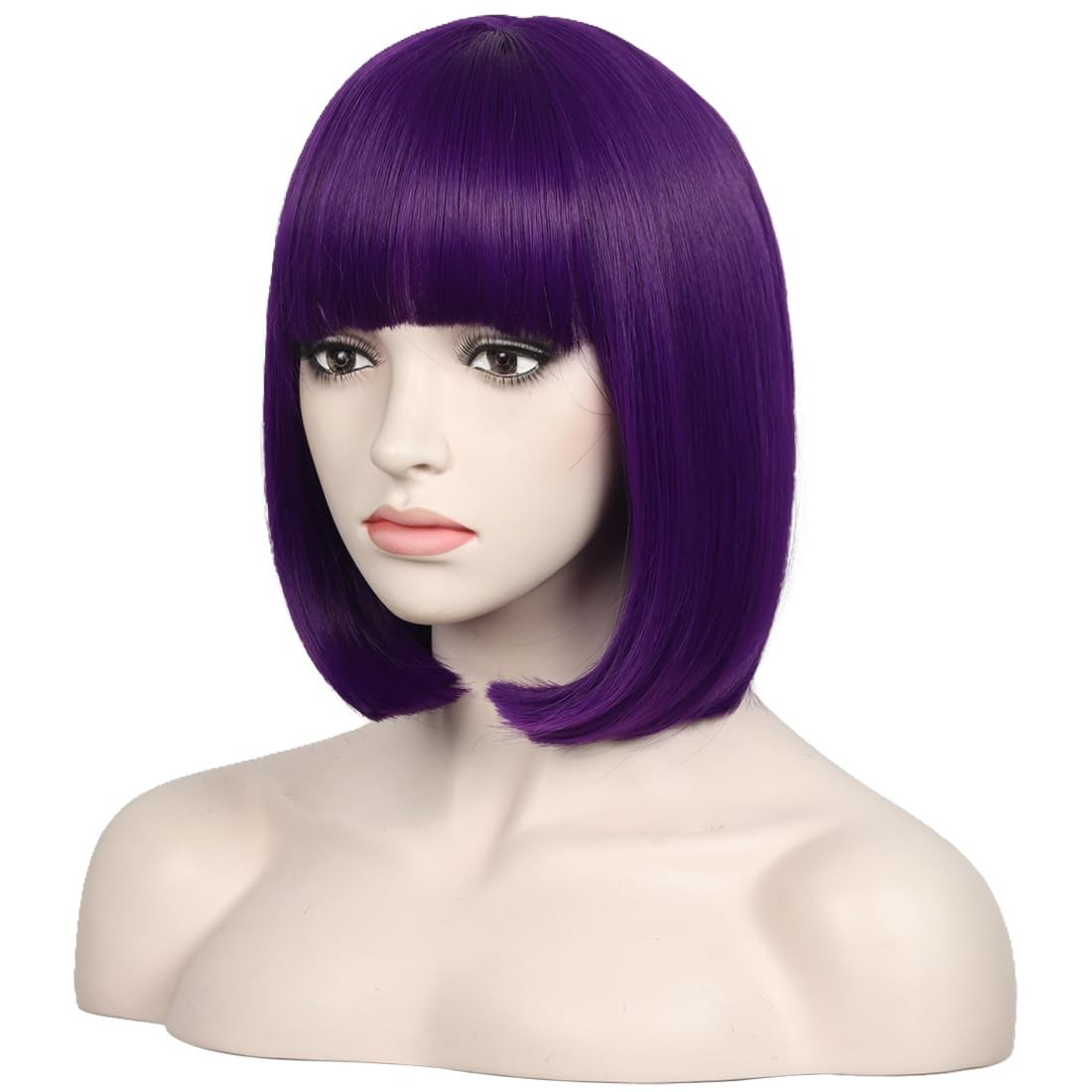 Short 12 Inches Straight Synthetic Cosplay Wig for Women (Dark purple)