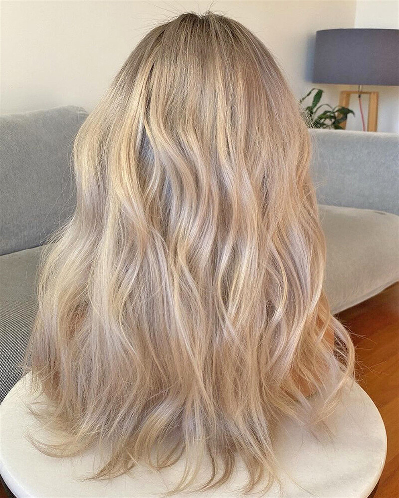 Blonde Wig Wavy Lace Front Wig Glueless Wig Long Human Hair Wigs 13×4