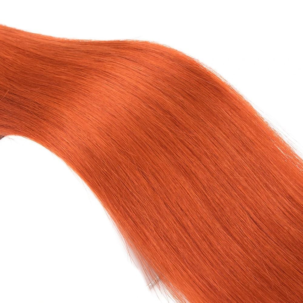Leruikair Human Hair Bundles 14 16 18 Inch Orange Straight Wave Bundles Human